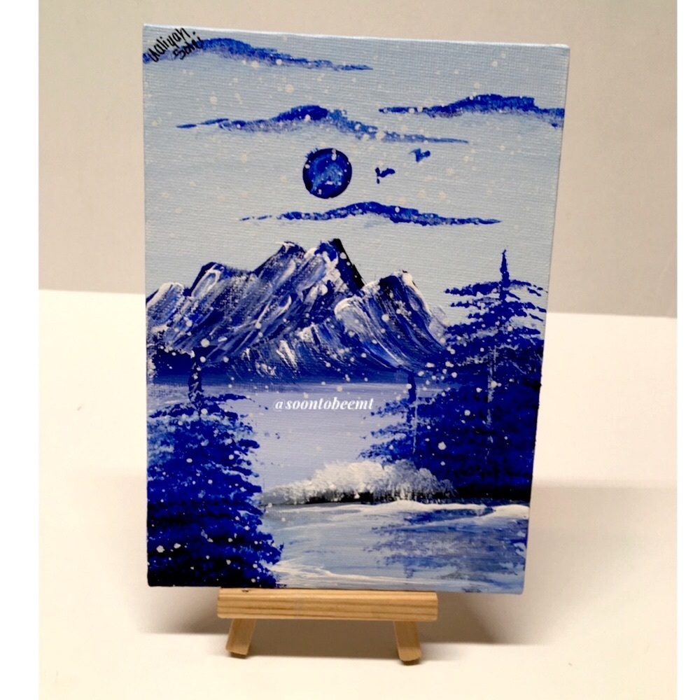 5x7 Acrylic Painting By Me- The Cold☁️